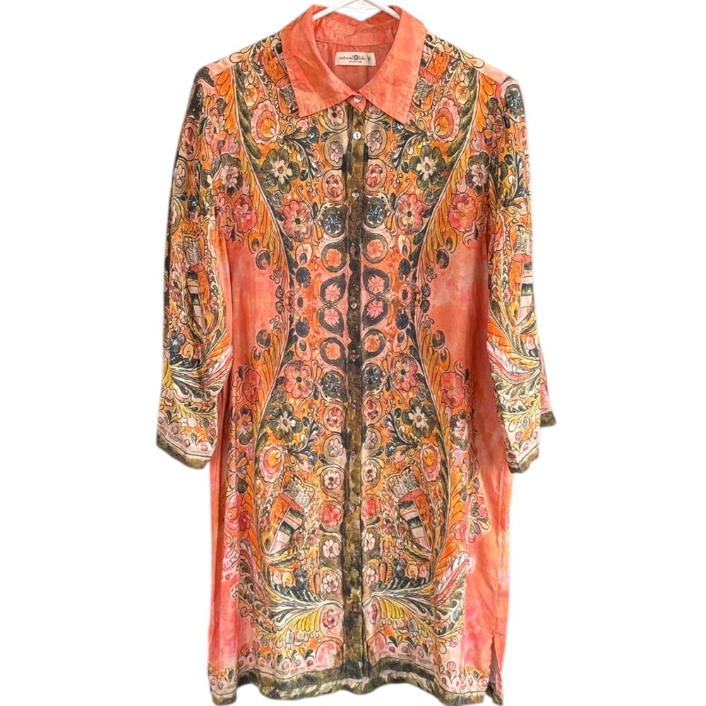 EUC NATURAL LIFE Fiona Floral Button Front Dress Size Medium